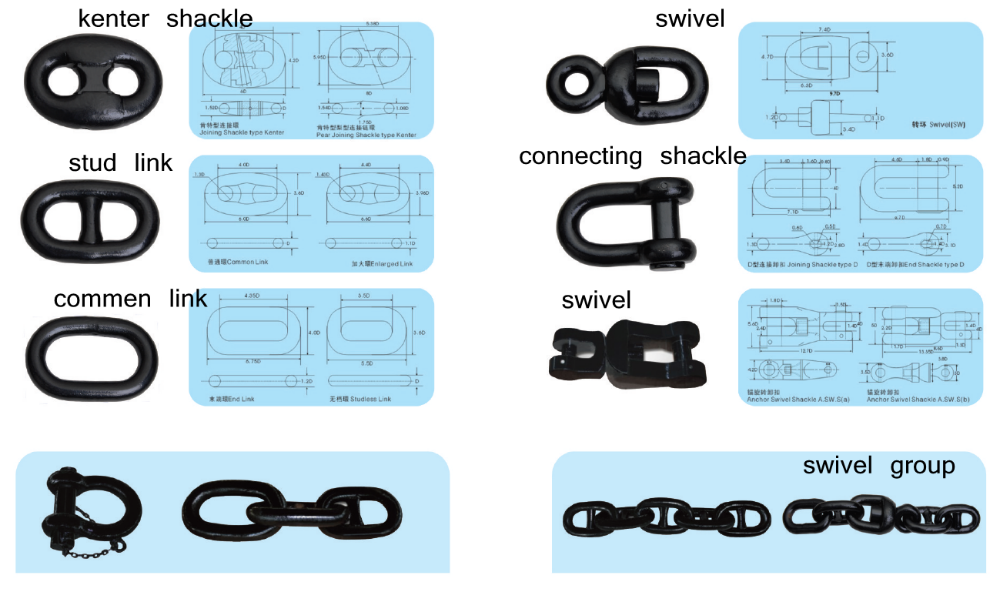 Welding Stud Link Anchor Chain U1 U2 U3 Zinc Finish Marine Grade