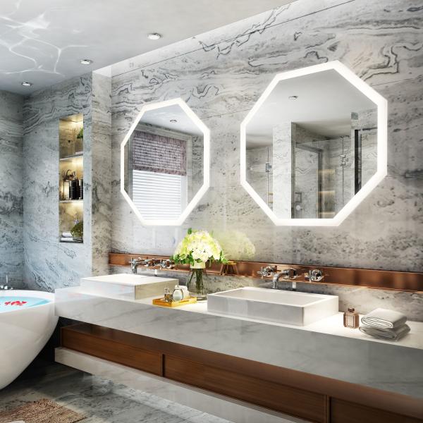 Maquillage rétroéclairé murale d'hôtel éclairée Taille personnalisée Rétroviseur de salle de bain avec lumière