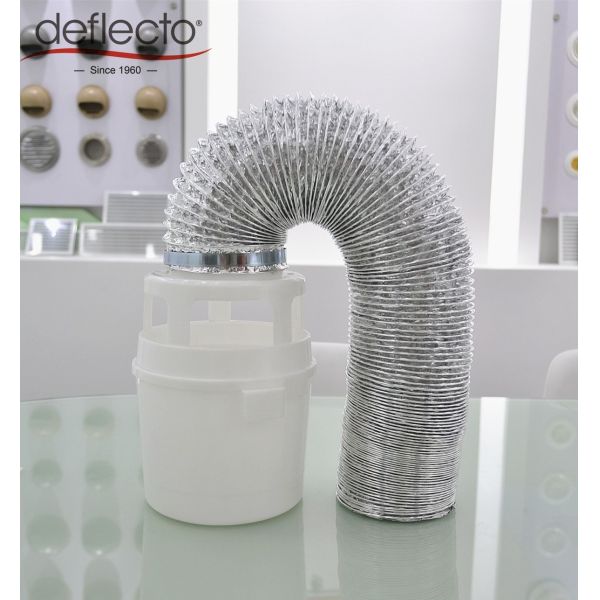 Indoor Dryer Vent Kit 4 Inch Flexible Air Duct White Lint Trap Bucket 4'' Hose Clip