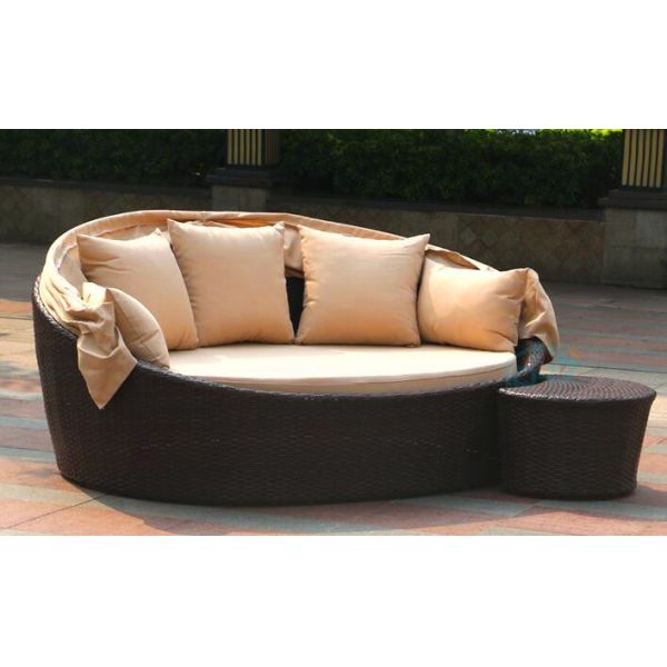 Outdoor recliner garden PE rattan sofa outdoor beach recliner balcony swimming pool lazy bed outdoor large round bed