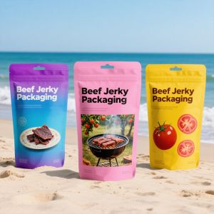Customized Logo Printing Aluminum Foil Ziplock Mylar Bags Stand Up Pouch Holographic Sealing for Beef Jerky Snack Dry Food