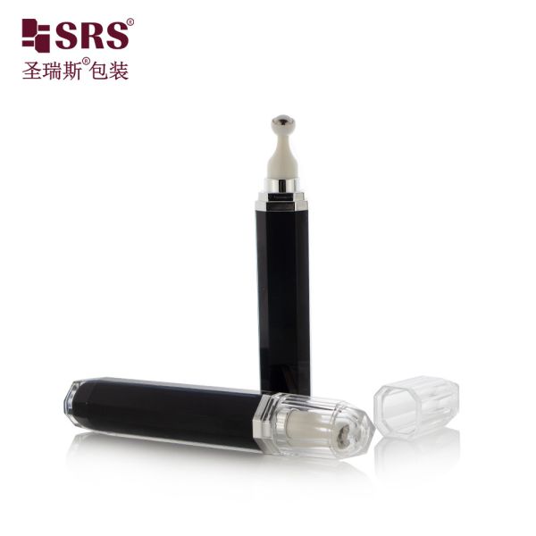 L002-15/20ML Black Acrylic Eye Roller Bottle Octagan Shaped With Steel Ball