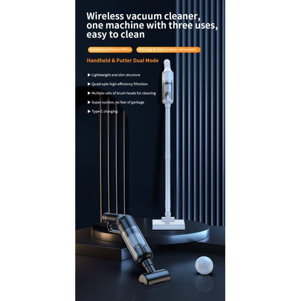 Wireless Stick Handheld Vacuum Cleaner Maximum Runtime 30min Ideal for Garage Cleaning