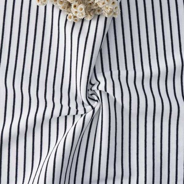Organic Cotton Interlock Fabric Custom Yarn Dyed Rib Knit Material 32S 175cm