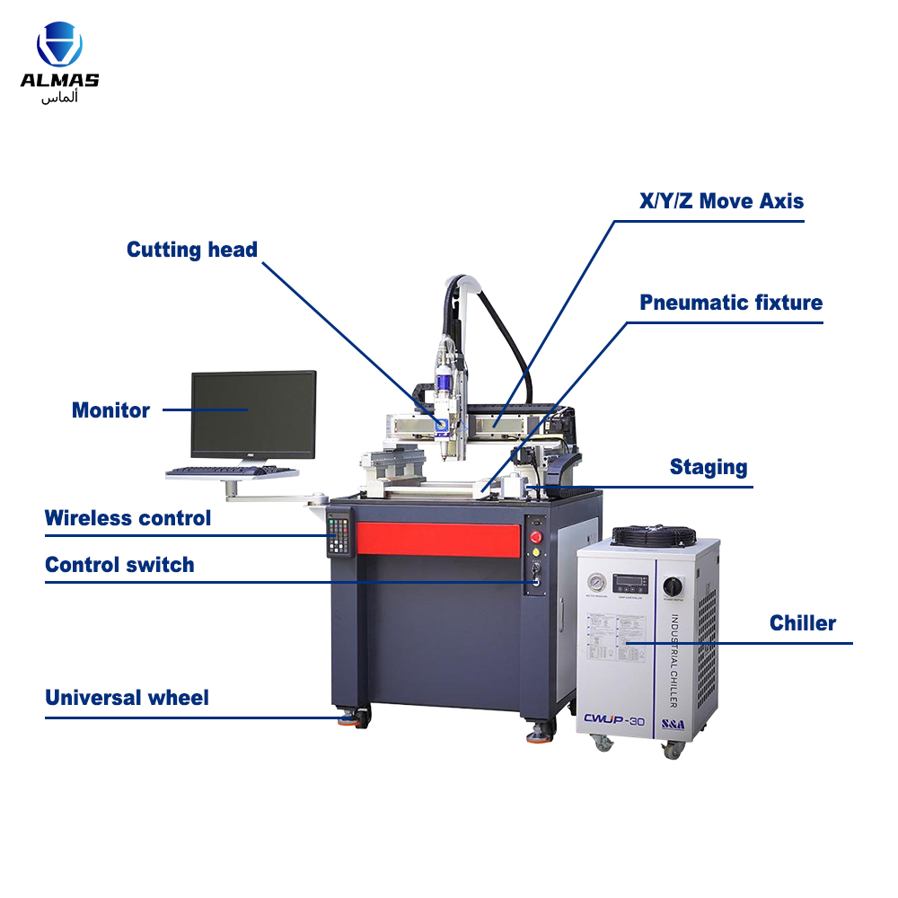 M.LA.1000C Mini Fiber Laser Cutting Machine with 1000W JPT Laser Source and 300*300mm Working Table for High Precision Metal Jewelry Cutting