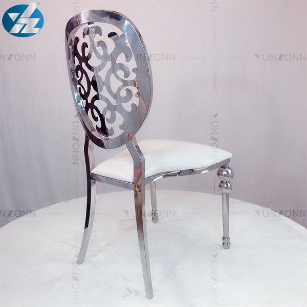 Artistic dining chair round back with flower design disassembly style stainless steel