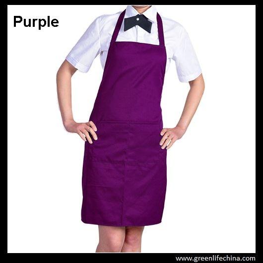 Top quality purple apron with front proket custom printing logo for company advertisment