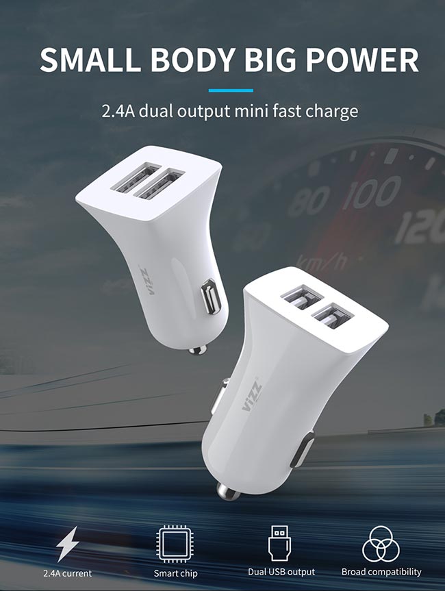 Заряжатели быстрого автомобиля мобильного телефона KX60 USB ABS 2.4A двойные