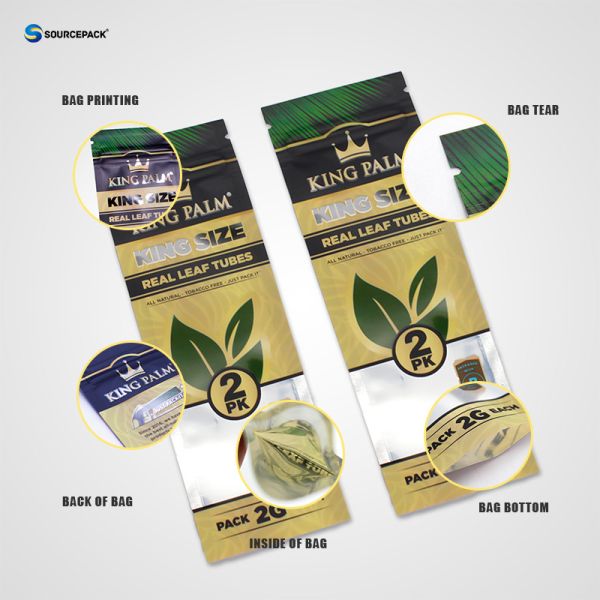Custom Weed Packaging Design Child-resistant Mould Proof Cigar Packaging Bags