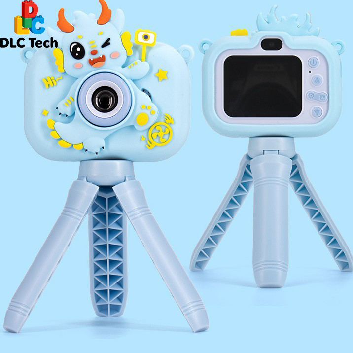 DLC Children Mini Digital Camera With One Touch Control Button Cartoon Design Timed Selfie Function Cute Appearance for Gift