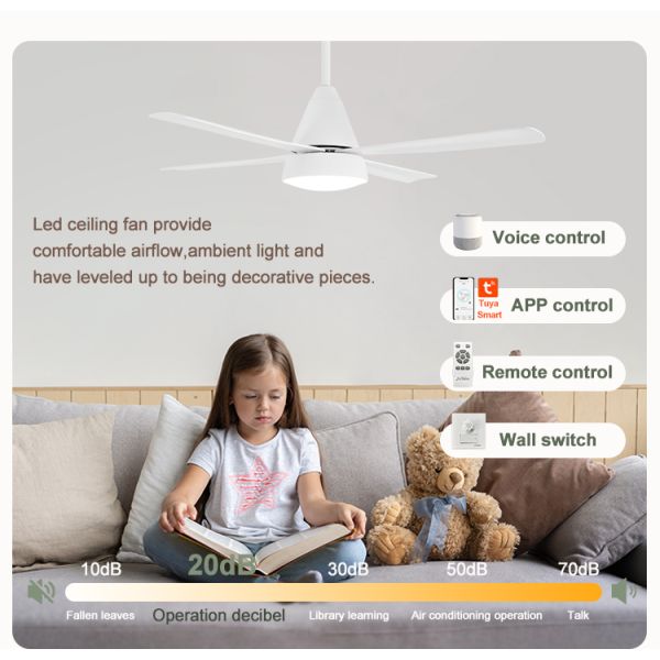 52 polegadas de fã de teto branco do diodo emissor de luz, luz moderna do fã do motor quieto da C.C.