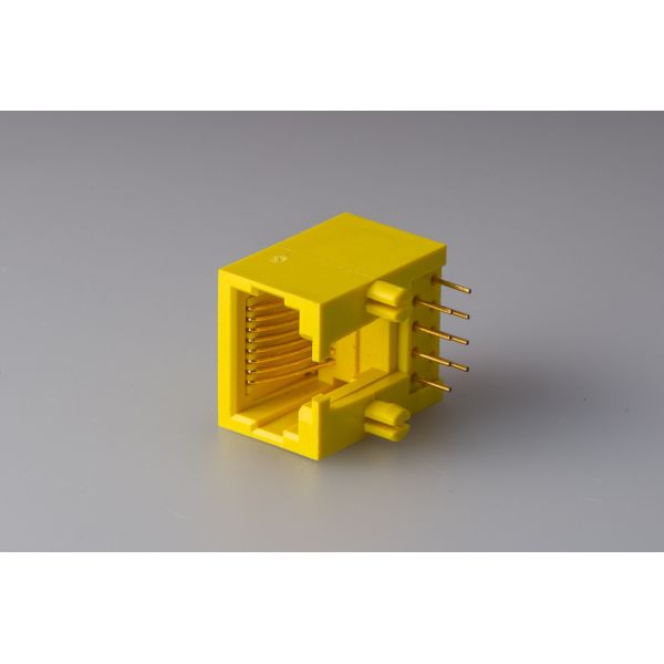 Plastic RJ45 Female Connector 8P8C , RJ45 Single Port Modular Jack Yellow Gold