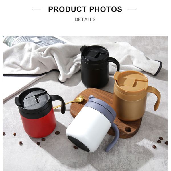 Customized Logo Acceptable 350ML12oz Stainless Steel Coffee Travel Mug with Handle