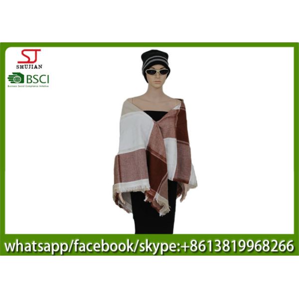 250g 140*140cm100%Acrylic woven jacquard plaid mixed color poncho Hot sale high quality factory keep warm fashion scarf