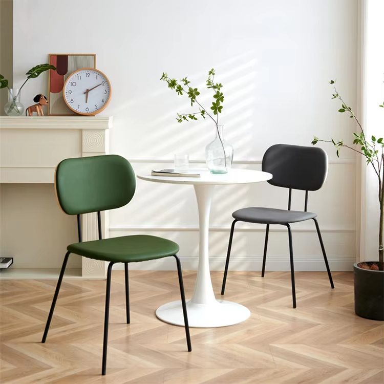 Stacking Velvet Or Leather Dining Chair With Metal Legs Adjustable