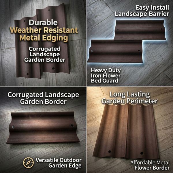 Galvanized Corrugated Garden Metal Landscape  Edging 12 Inch Lightweight