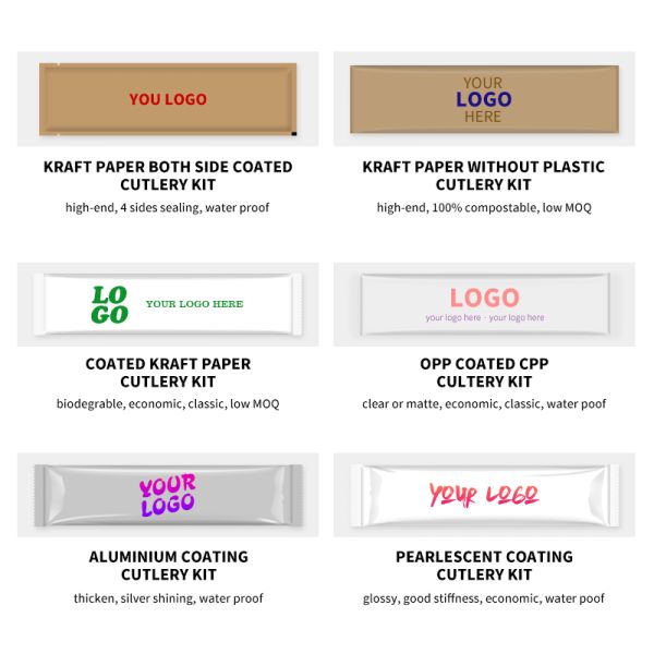 Plastic Cutlery Set with Free Design Disposable Utensils Fork Knife Spoon and Napkin