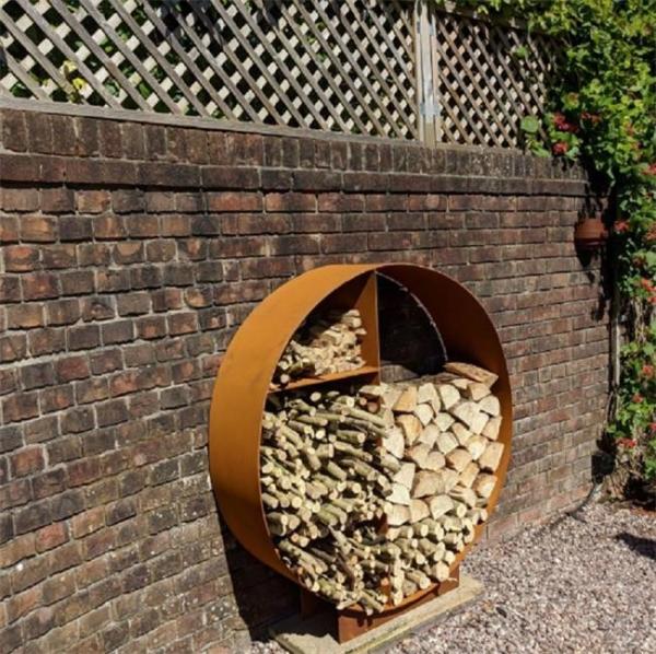 Suporte redondo maior da lenha da cremalheira de Rusty Circle Corten Steel Firewood