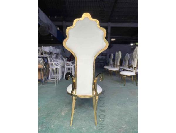 Cadeira nupcial branca do banquete do casamento da cadeira do mobiliário magnífico altamente para trás de aço inoxidável