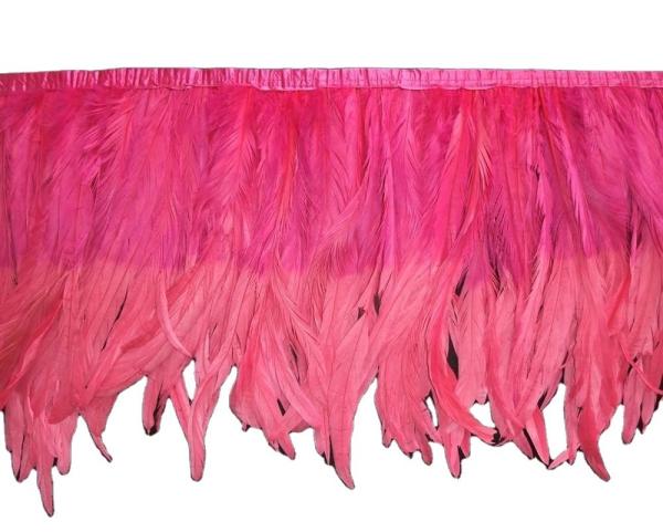 Fita de decoração de festa Satin duas cores Fringe de penas de frango 12-14 polegadas