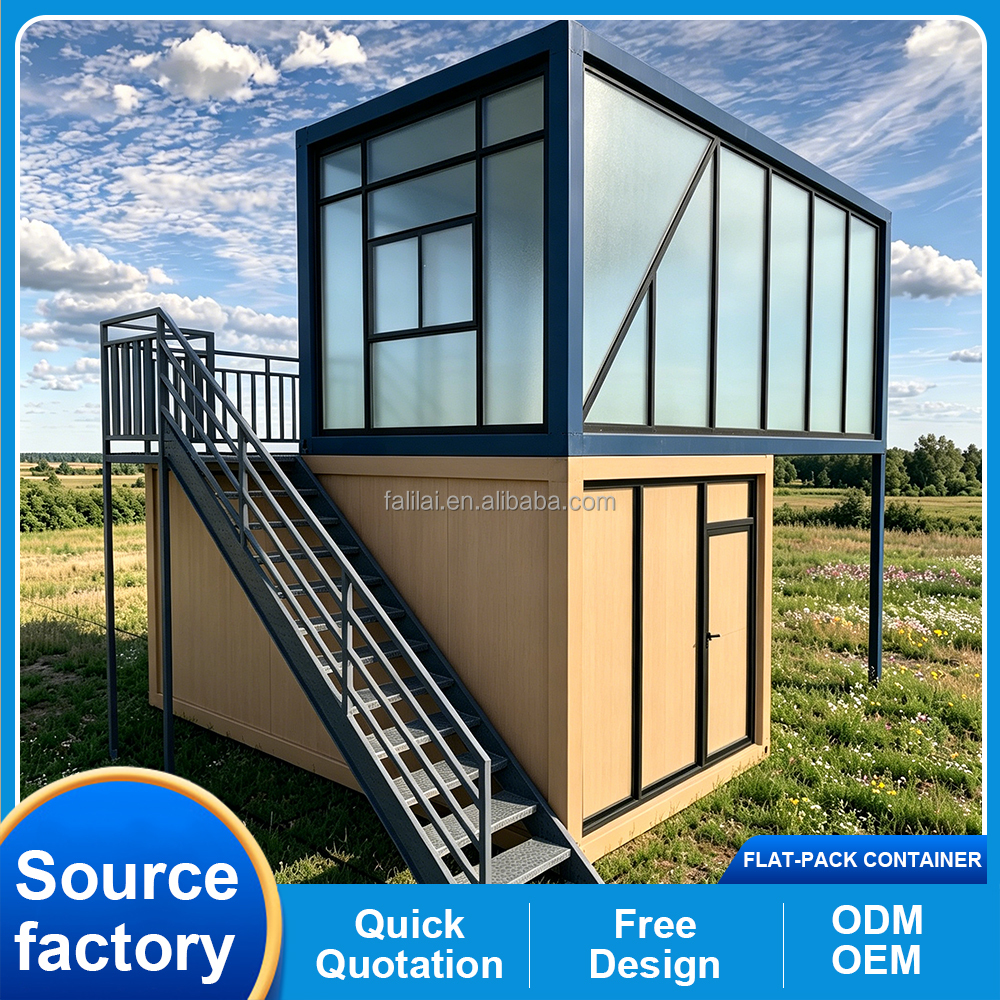 Mobile Container Room Portable Office Turnkey Project Prefabricated Container Home Modular Steel Frame with Glasses Houses