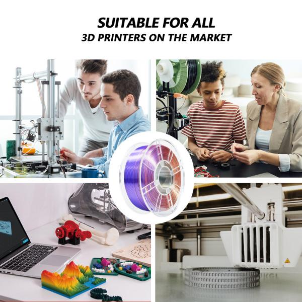 Résistance élevée 1,75 mm Soie vert violet cuivre PLA Filament d'impression 3D Filament