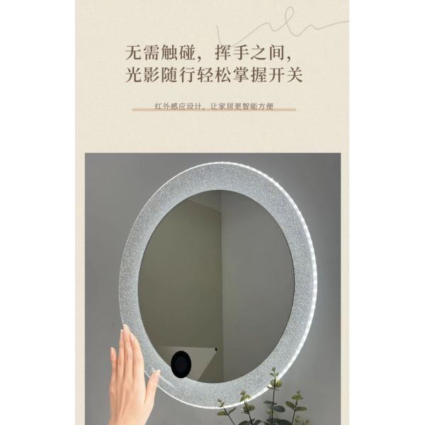 Bathroom Mirror Intelligent Luminous Wall Mirror Circular Makeup Mirror with Light (WH-MR-104)