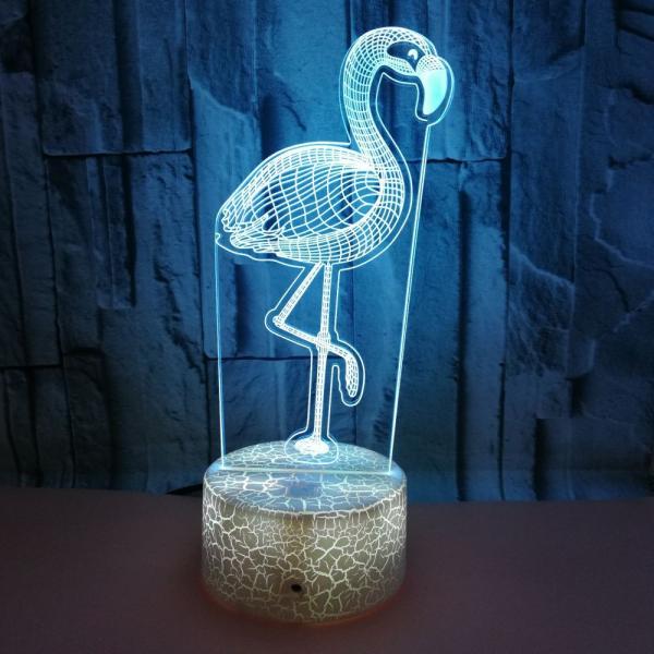 African animals custom OEM words Flamingo Colorful Visual night Light USB 3D LED  Light Illusion Stereo Light