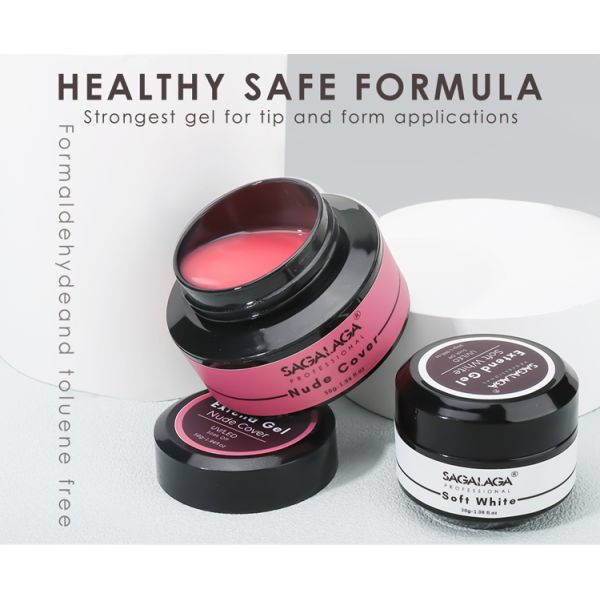 Etiquetas privadas Gel de uñas de color blanco suave UV Gel de constructor de uñas de jelly Gel de extensión de uñas Gel duro para uñas en tarro