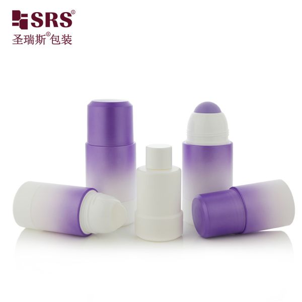 RPPE(P)-75ML factory direct sale Empty Perfume Branding White Purple Gradient Refillable Roll On Bottle With Logo Printing with purple hollow roller ball