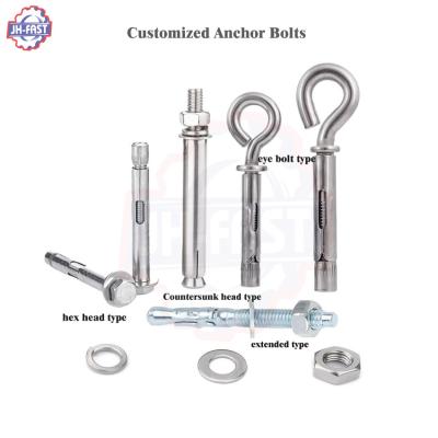 Building Material Passivation Finish Steel Wedge Wall Anchor Bolts M6 M8 M10 M12 M16 M20 Diameter for Concrete Expansion