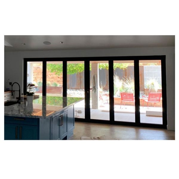 Portas de empilhamento de dobramento de alumínio do projeto moderno para a porta bifold vitrificada da porta da casa dobro bifold vertical residencial