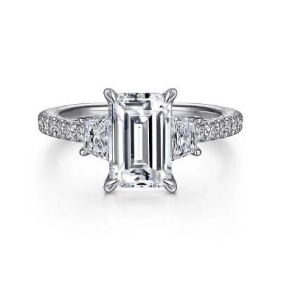 Lab Diamond Wedding Band VVS Clarity HPHT Emerald Cut Lab Grown Diamond Ring