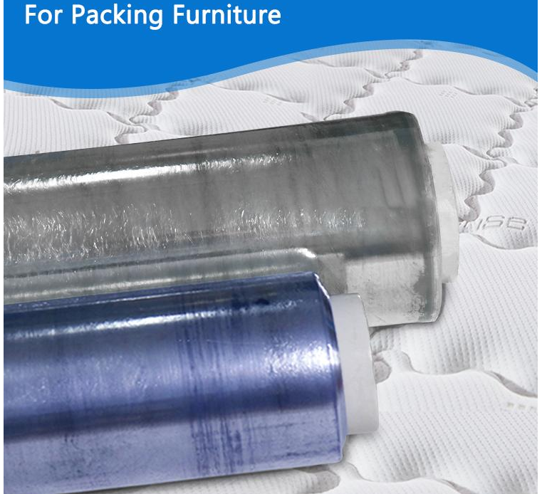 Soft Blue PVC Transparent Sheet Stretch Film For Raincoat Umbrella