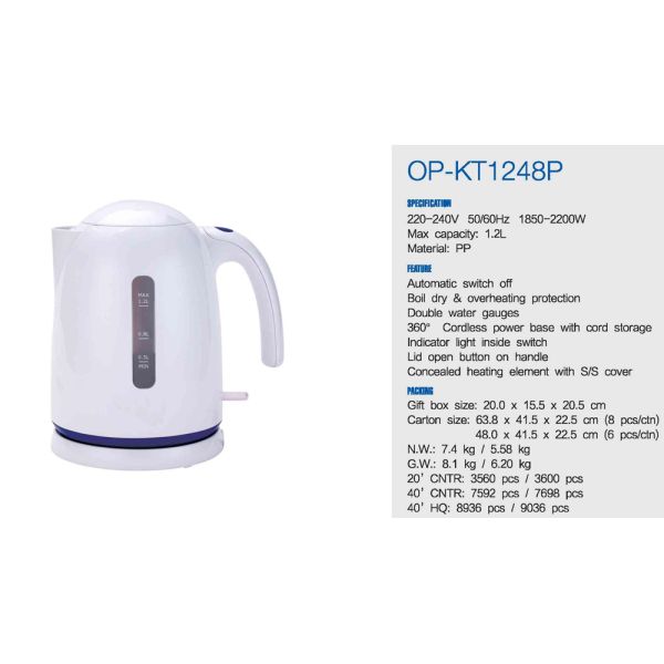 Auto Shut-off Electric Water Kettle with Fast Heating Speed and Electric Power Source
