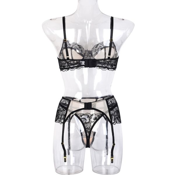 S-L Thong Body Suit Sexy Feathers Erotic Seamless Sexy Bra Panty Set
