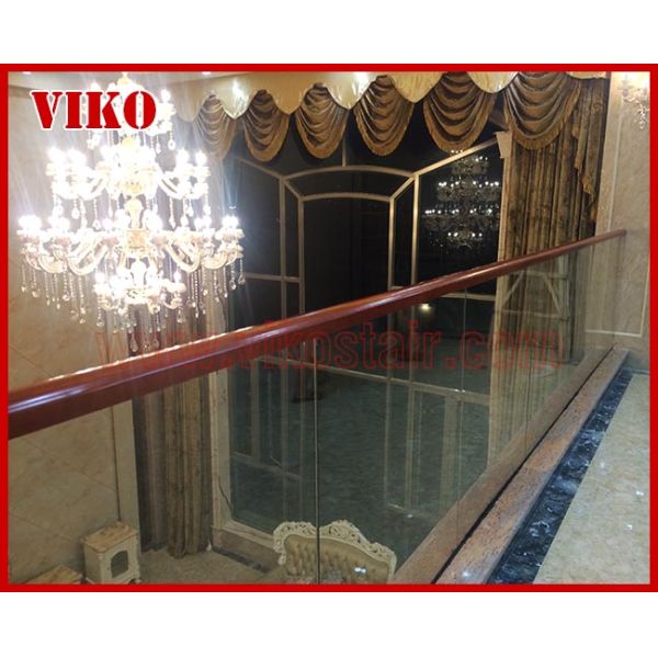 Glass Spigot For Glass Railing VH114SB Wooden Cap Handrail Glass Spigot Tempered glass UChannel RailingClea