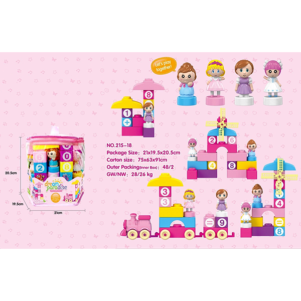 72 Pcs Plastic DIY Building Blocks Educational Toys W / Train Numerals 4 Figurines