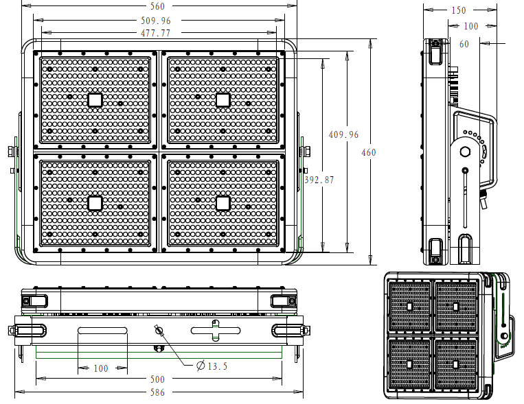 PF>0.92 Energy Saving Commercial Exterior LED Lights / Sports Stadium Lighting 720w IP66