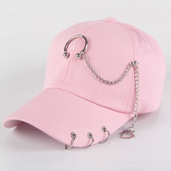 Adult Casual Sturdy Adjustable Embroidered Baseball Caps With Piercing Rings Adjustable Strap