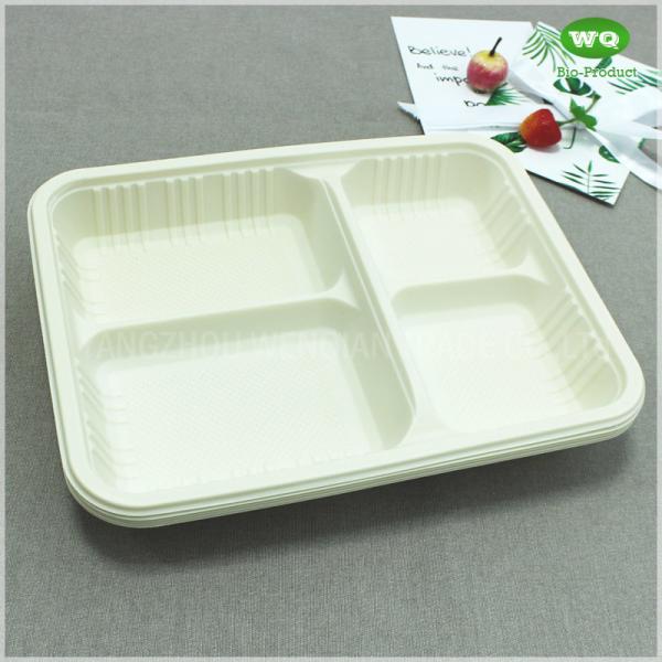 Disposable 4-Compartments Corn Starch Bioplasitc Meal Tray,Manufacturers Hot Selling Custom Takeaway Food Container