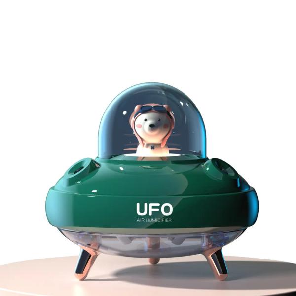 400ml Humidificador de design bonito UFO Double Spray Humidificação Humidificador USB recarregável silencioso com luz noturna colorida