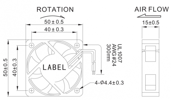 Electric 2 Inch Computer Case Cooling Fans High Resistant 50mm × 50mm × 15mm