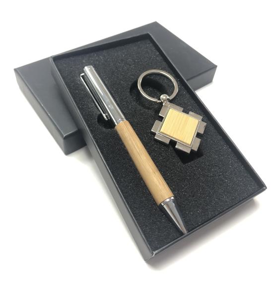 Random Combination Promotional Business Gifts Pen Leather Metal Keychain Card Holder Set