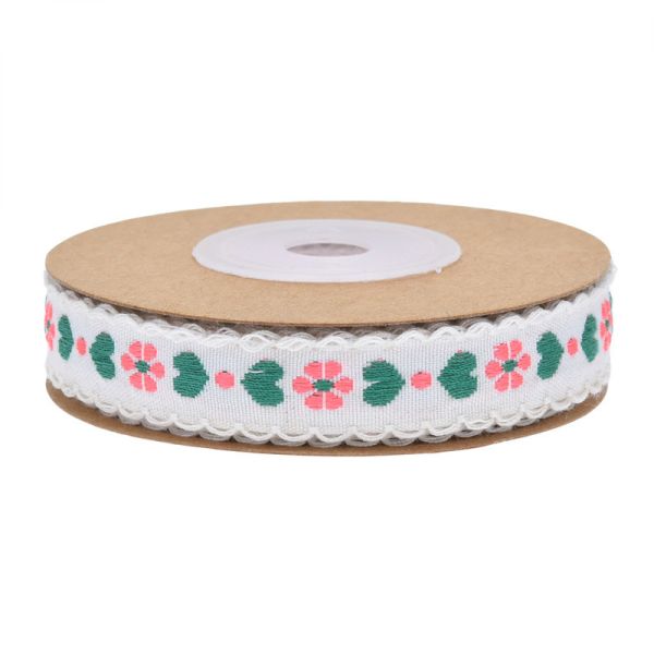 Jacquard 12mm Floral Wired Ribbon ISO14001 Vintage Floral Ribbon