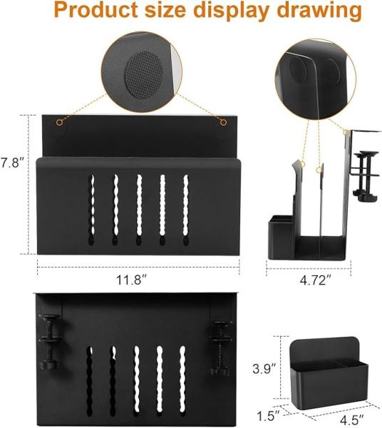 Metal Under Desk Laptop Mini PC Tablet Keyboard Storage Mount Holder No Drilling Clamp