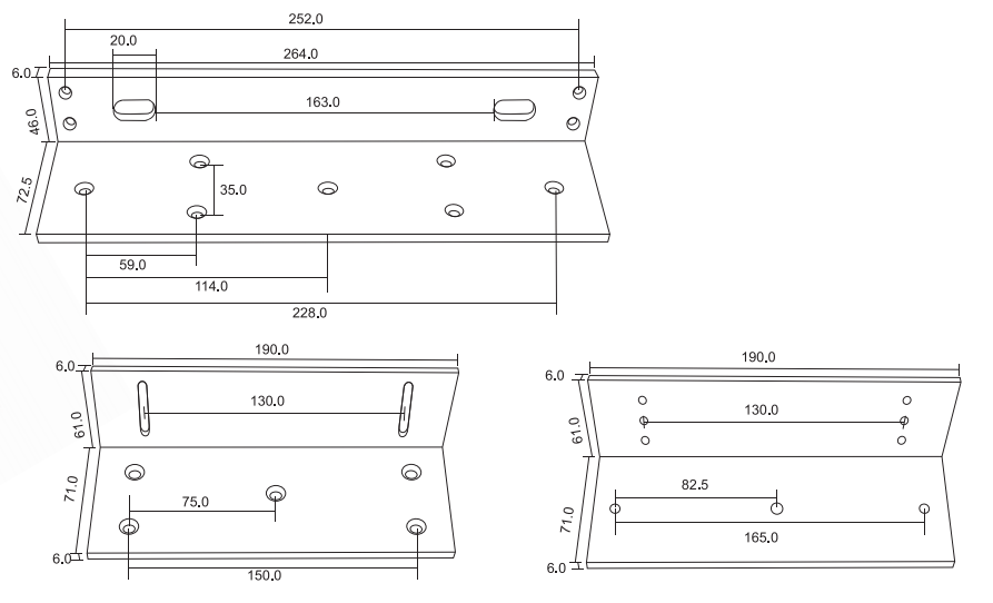 500ZL Magnetic Lock Bracket for 500KG Electro Magnetic Door Locks