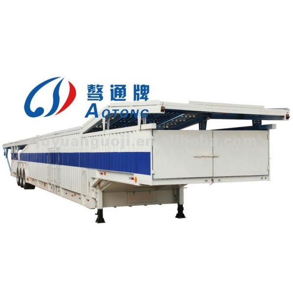 Максимальная полезная нагрузка 30000 кг 2 оси Двухэтажное транспортное средство для перевозки грузовика Прицеп для автомобилей 15/21