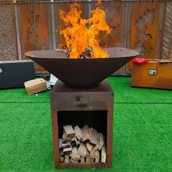 Requisito de montagem de aço corten removível para captura de cinzas Grill de aço corten para churrasco Combustível madeira/carvão corten enferrujado