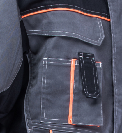 Comfortable Heavy Duty Work Suit Jacket Pants Suit Black And Gray Contrast Colors